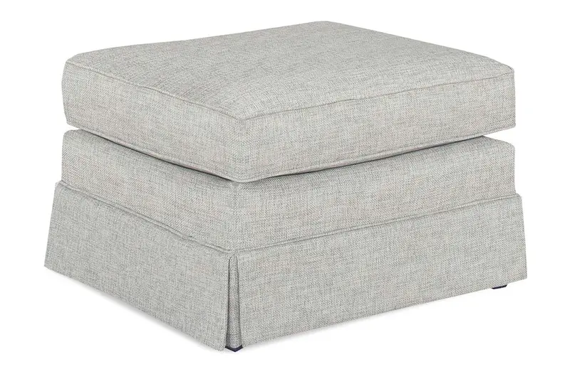Olive Skirted Fabric Footstool Ottoman with Pillow-Top Cushioning