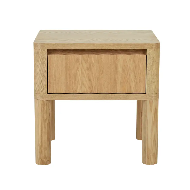 Oliver Fluted Nightstand in Natural Ash Wood