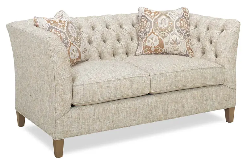 Opal Traditional Tufted Shelter-Arm Loveseat – 62″, 8-Way Hand Tied