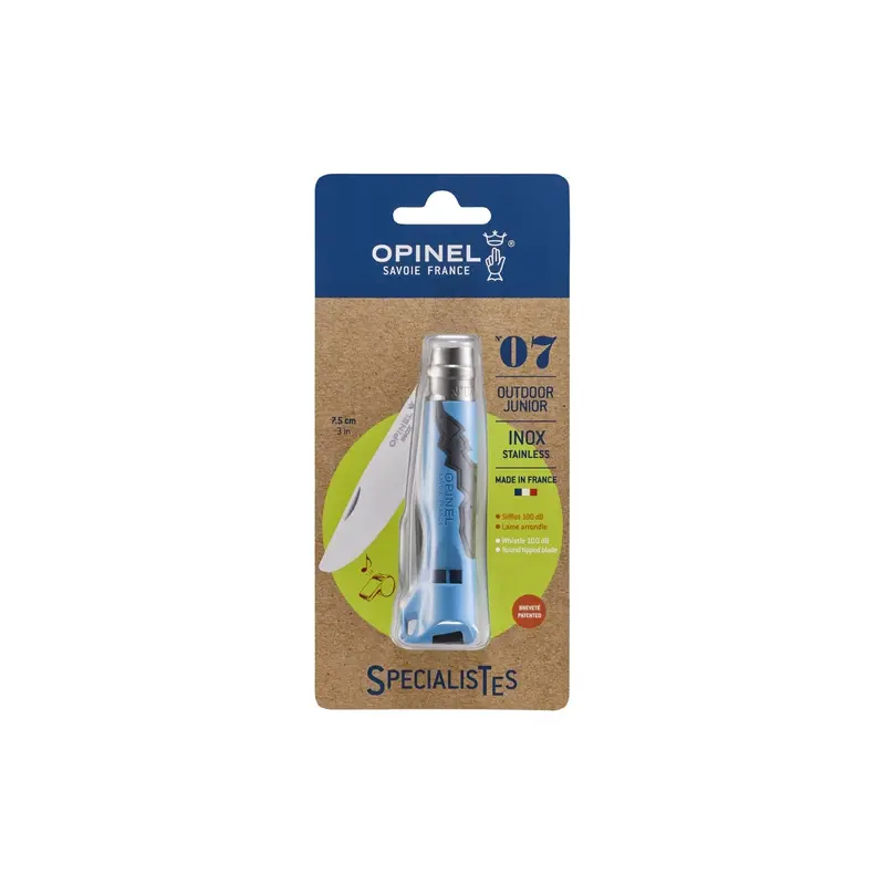 Opinel No. 07 Outdoor Junior Knife – Blue Blister Pack, Ergonomic Handle