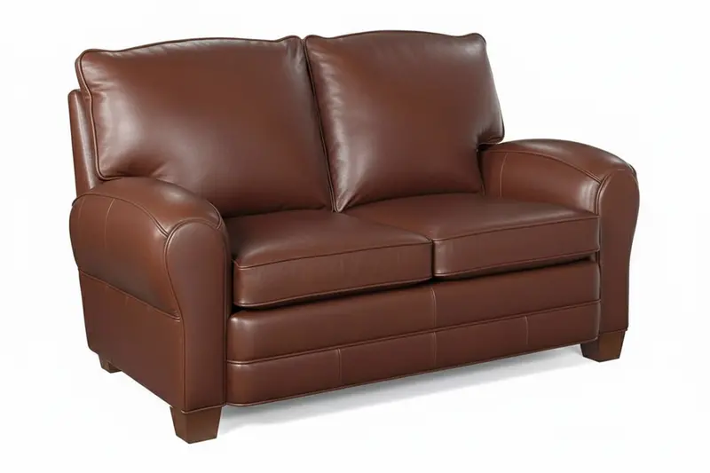 Orleans Two-Cushion French-Style Leather Loveseat