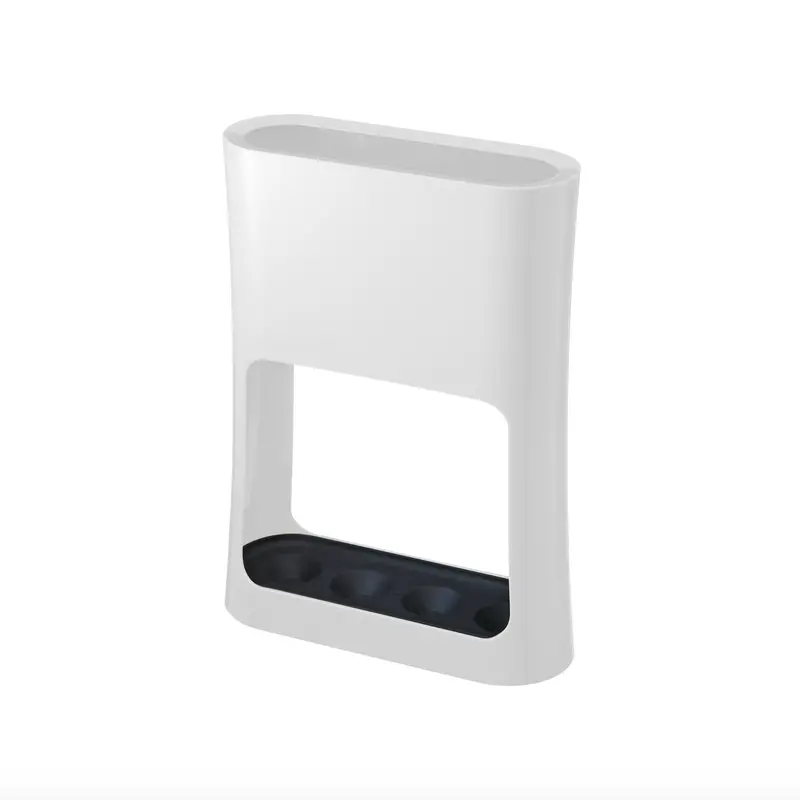 Oval Umbrella Stand in White – Curved Floor Stand with Integrated Drip Tray