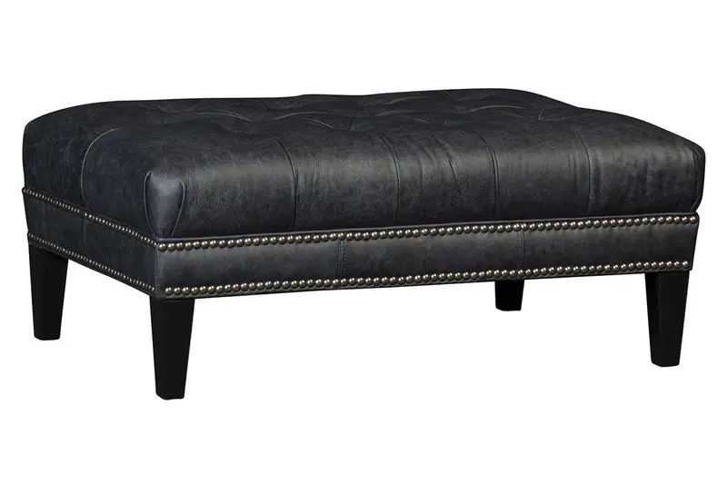 Owen Tufted Rectangular Leather Ottoman – Three Size Choices