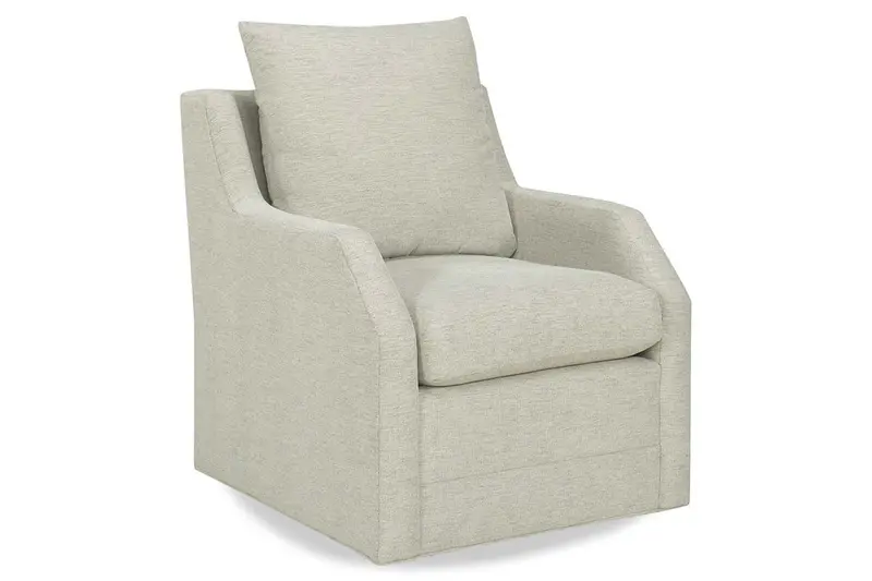 Pamela Fabric Swivel Accent Chair with Pillow Back and 8-Way Hand-Tied Frame