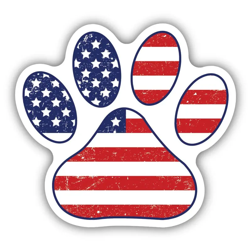 Patriotic Paw Print American Flag Sticker