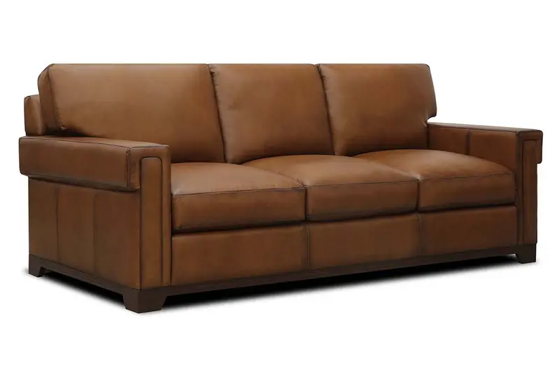 Patton 91-Inch Track-Arm Leather Sofa