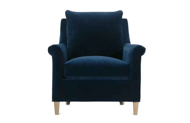Penelope Roll-Arm Fabric Accent Chair – Classic Upholstered Lounge Seat