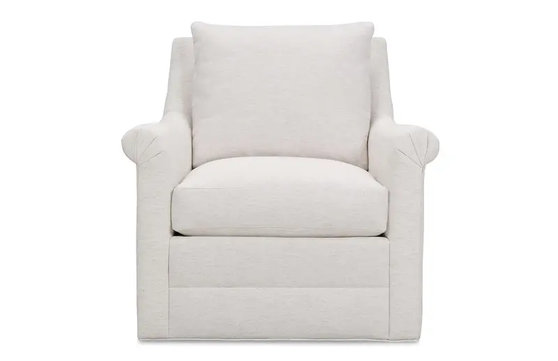 Penelope Swivel Accent Chair – 360° Rotating Fabric Lounge with Roll Arms