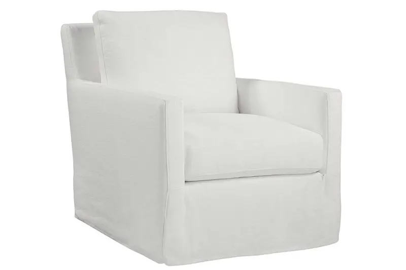 Phoebe Quick-Ship Swivel Armchair – Slipcovered Track-Arm Design