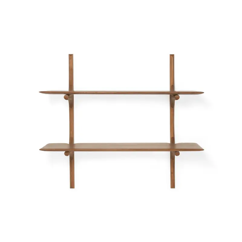 PI Wall-Mounted Shelf in Mahogany – Floating Display Shelf with Warm Wood Tone