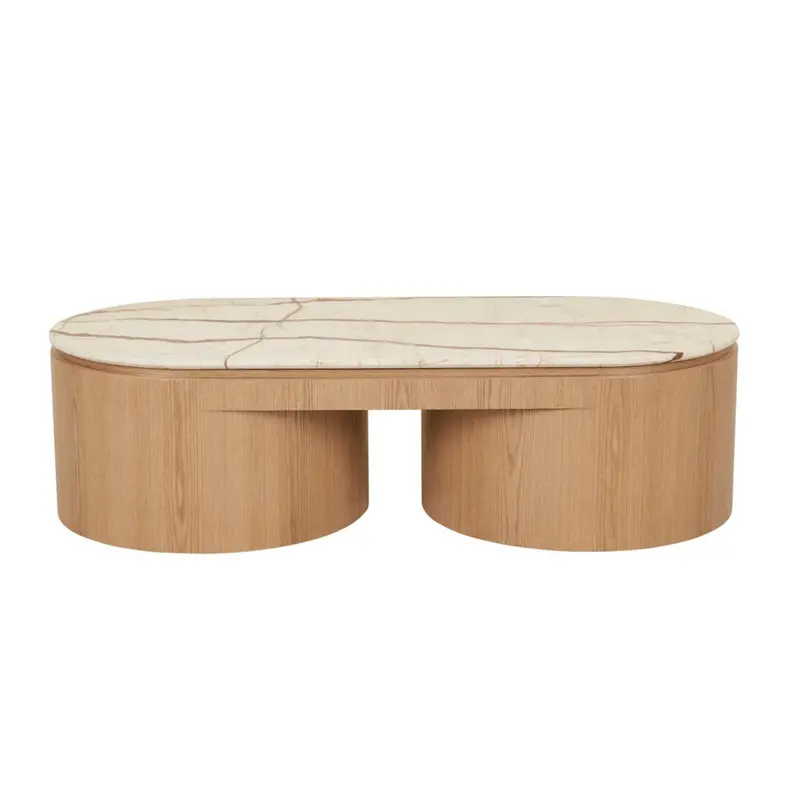 Pluto Brown Vein Marble and Natural Ash Coffee Table
