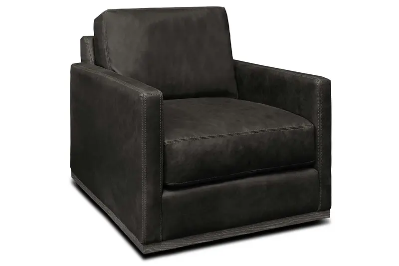 Radcliffe Swivel Leather Club Chair – Modern Track-Arm Base