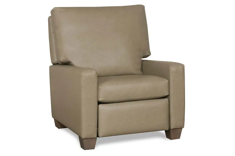 Redmond Small-Scale Leather Recliner – Track Arm Pillow Back Design