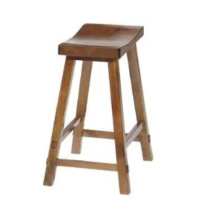 Sawhorse-Style Wooden Counter Stool with Distressed Finish