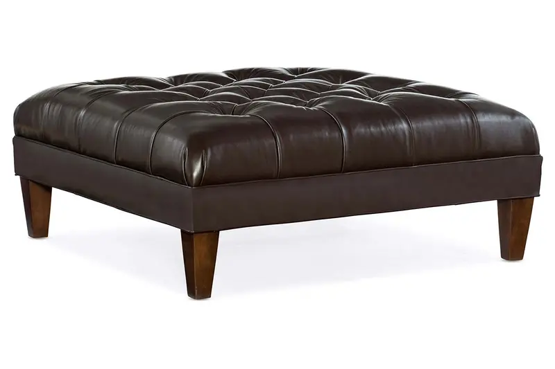 Seville Square Tufted Ottoman – 42″ Button-Detail Design with Tapered Legs