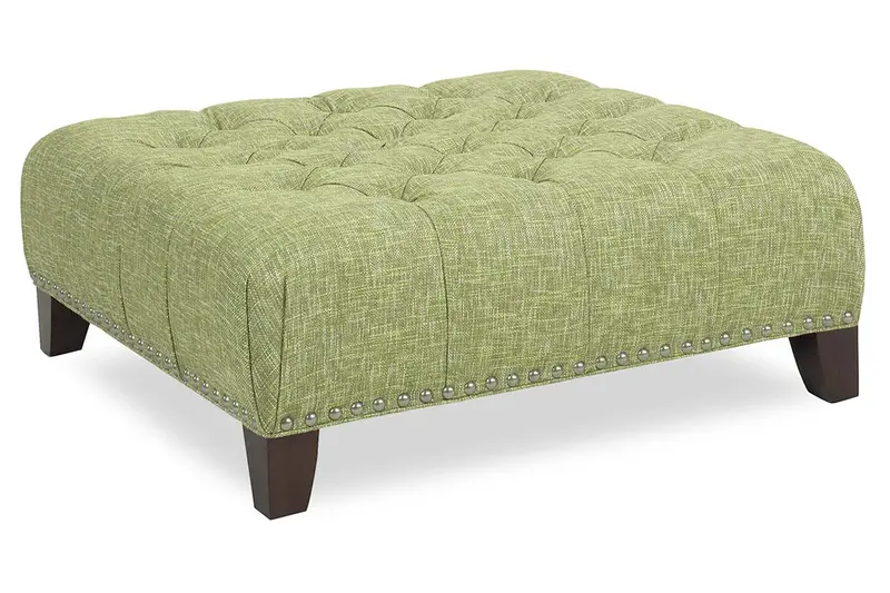 Sidney Square Tufted Fabric Ottoman – 42″ Coffee Table Style with Nailhead Trim