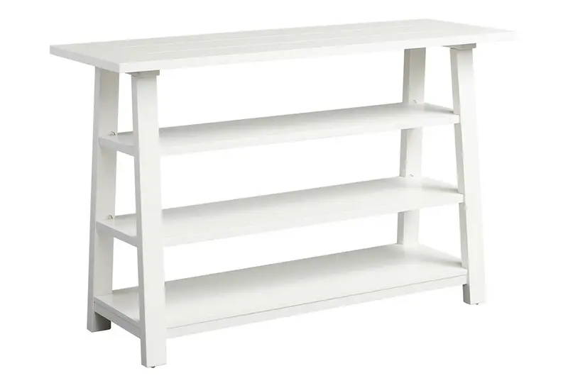Slater Oyster White Open-Shelf Cottage Sofa Table