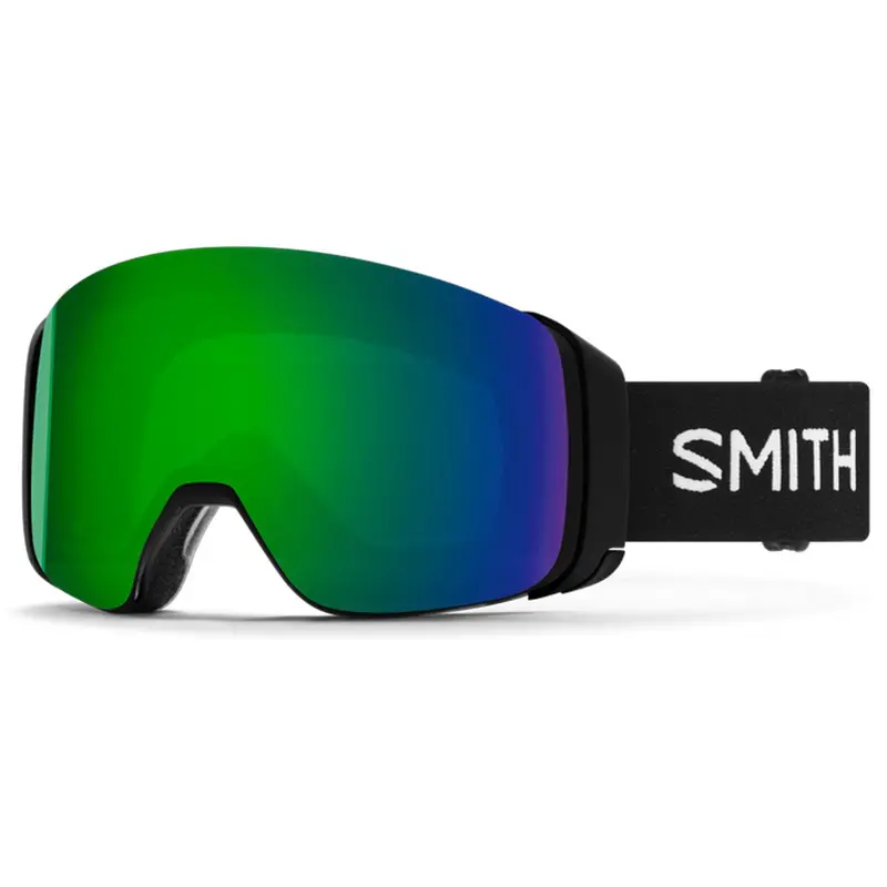 Smith 4D Mag Black Snow Goggles with ChromaPop Sun Green Mirror Lens