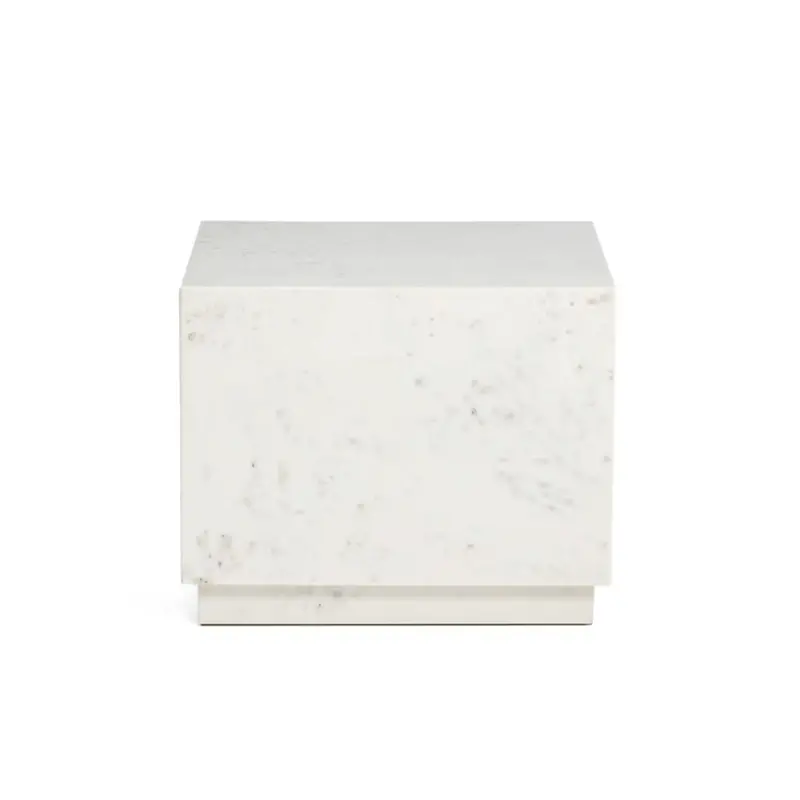 Sorein Marble Accent Side Table in White Finish