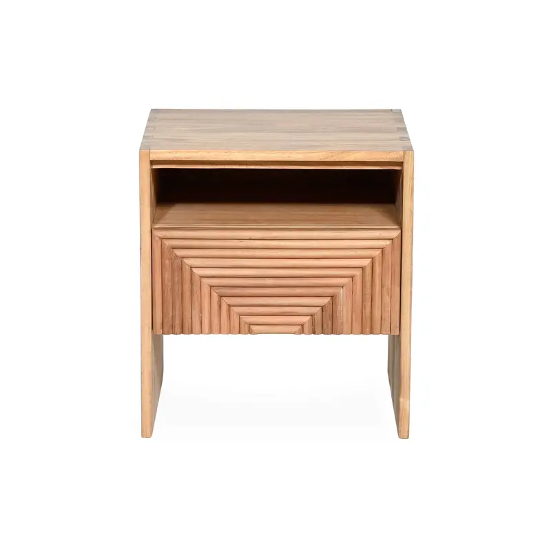 Specter Natural Wood Bedside Unit – Modern Two-Tier Design