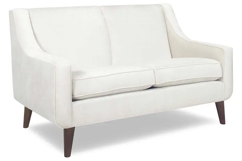 Sterling 58″ Contemporary Fabric Loveseat – Sloping Arms & 8-Way Hand Tied