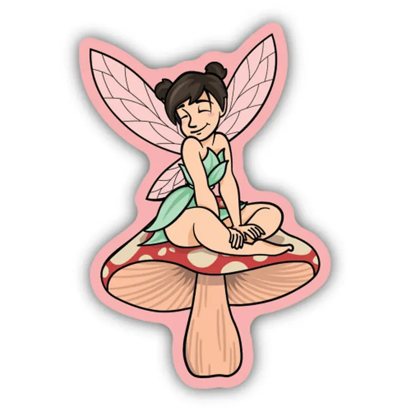 Stickers Northwest Fairy Perched on Mushroom Decal