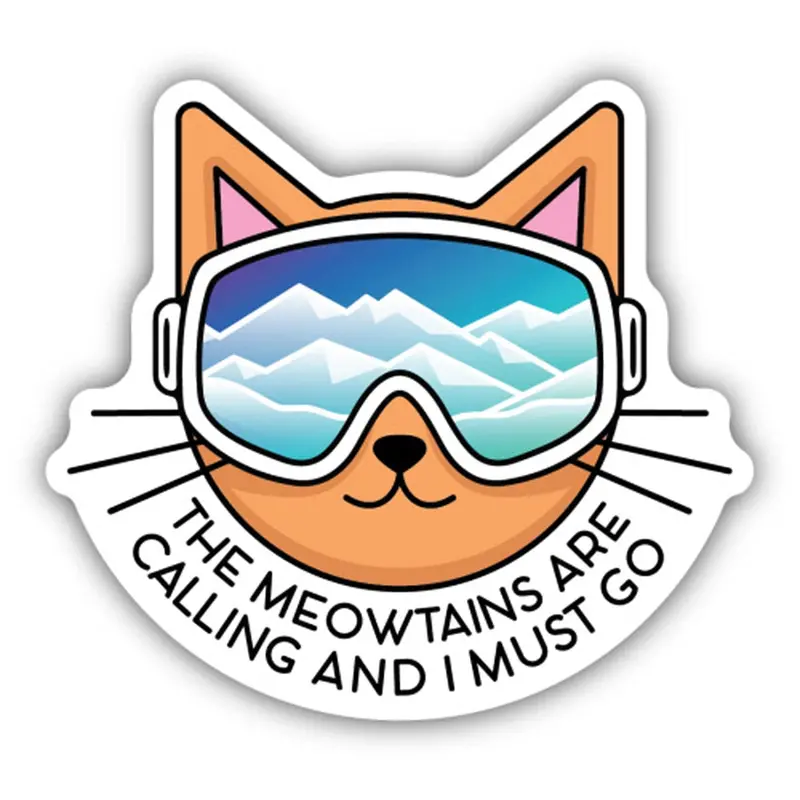 Stickers Northwest ‘Meowtains Are Calling’ Hiking Cat Sticker