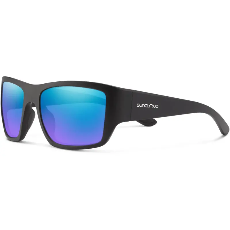 Suncloud Sculpin Polarized Sunglasses – Matte Black Frame w/ Blue Mirror Lenses