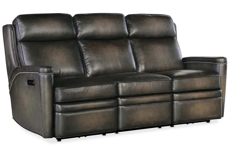 Theron Castle 79-Inch Zero Gravity Wall-Hugger Power Leather Sofa