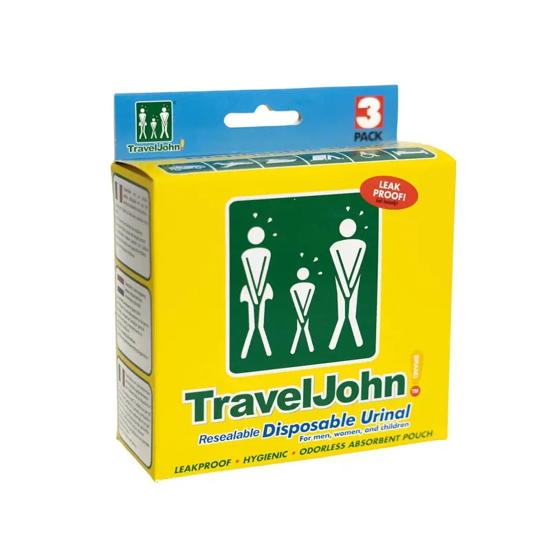 TravelJohn Resealable Disposable Urinal – 3-Pack Convenience Kit