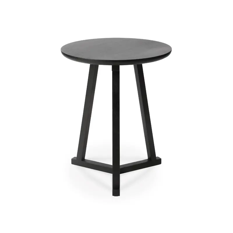 Tripod Side Table in Black Oak – Minimalist Wooden Nightstand or Accent Table