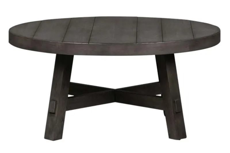 Tristan I Charcoal Round Splay Leg Farmhouse Coffee Table