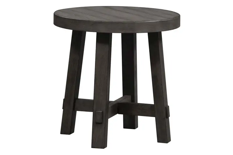 Tristan I Charcoal Splay Leg Round Farmhouse End Table
