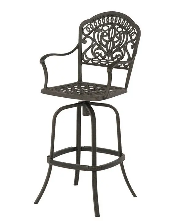 Tuscany Swivel Bar Stool with Upholstered Seat and Footrest