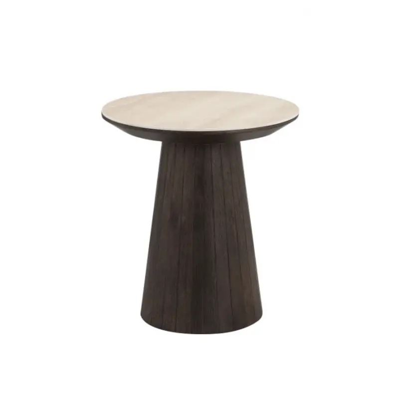 Valais Ceramic Side Table in Natural Travertine Finish
