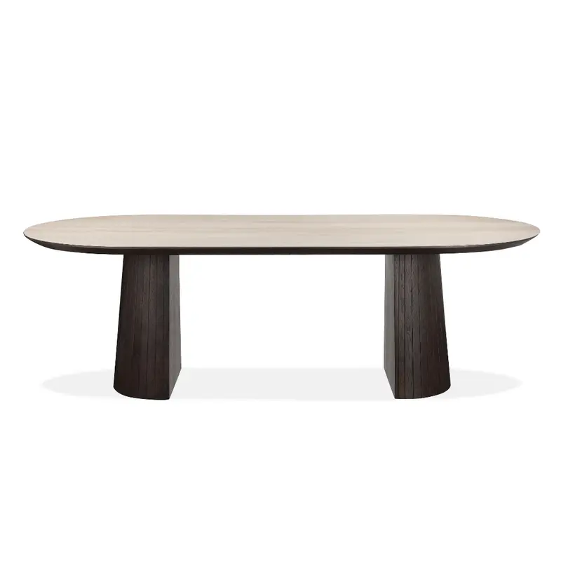 Valais Oblong Dining Table with Sleek Travertine Ceramic Surface