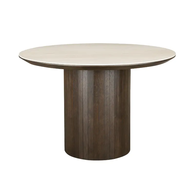 Valais Round Dining Table Featuring Solid Travertine Ceramic Top