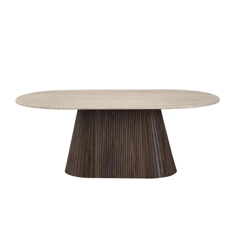 Varmdo Travertine Coffee Table – Low Rectangular Stone Surface for Living Spaces