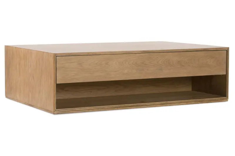 Vaughn Light Wood Low-Profile Coffee Table – Two-Drawer Storage