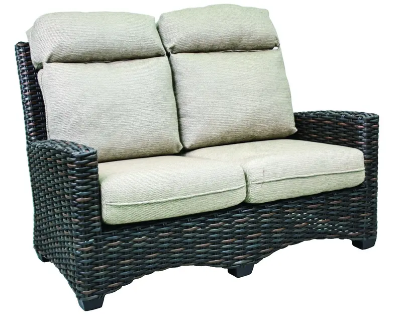 Ventura High-Back Outdoor Loveseat – Wicker Two-Seater Sofa