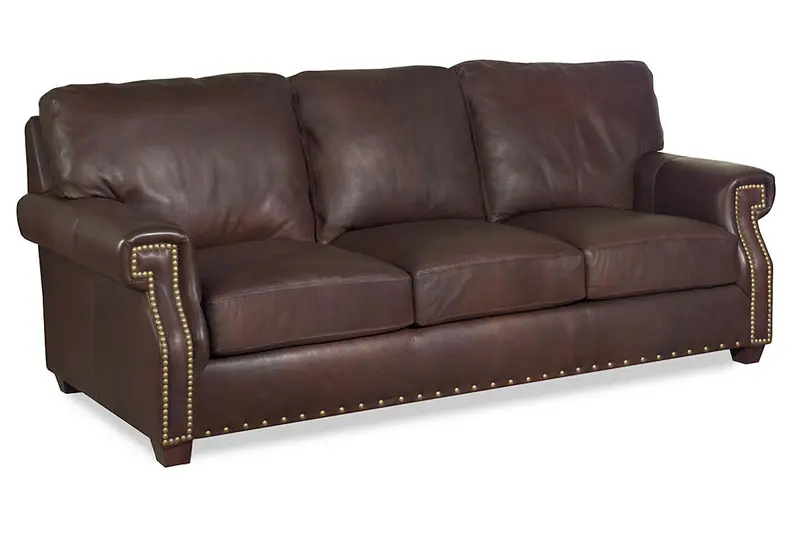 Vincent 90-Inch Square-Track-Arm Pillow-Back Leather Sofa