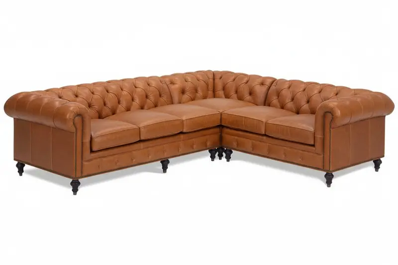 Walden Chesterfield Leather Sectional – Grand Scale, Handcrafted Details
