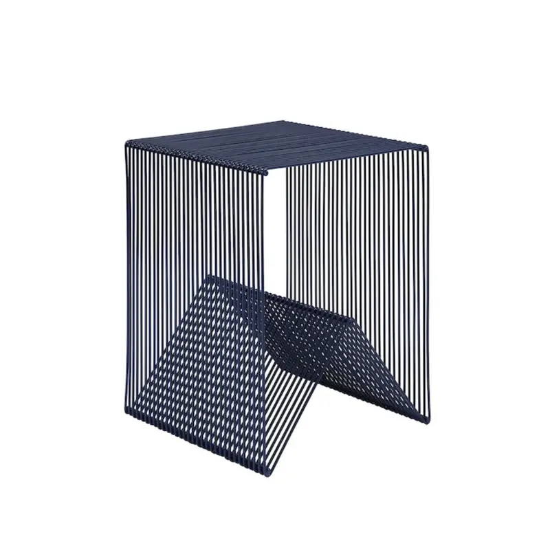 Willowby Cube Side Table in Indigo Fabric