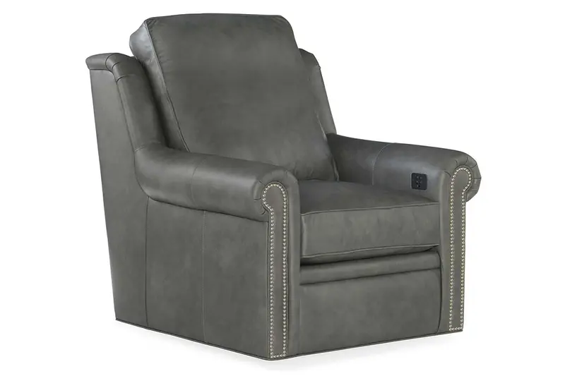 Winston Swivel Power Recliner – Pillow Back Leather Living Room Chair