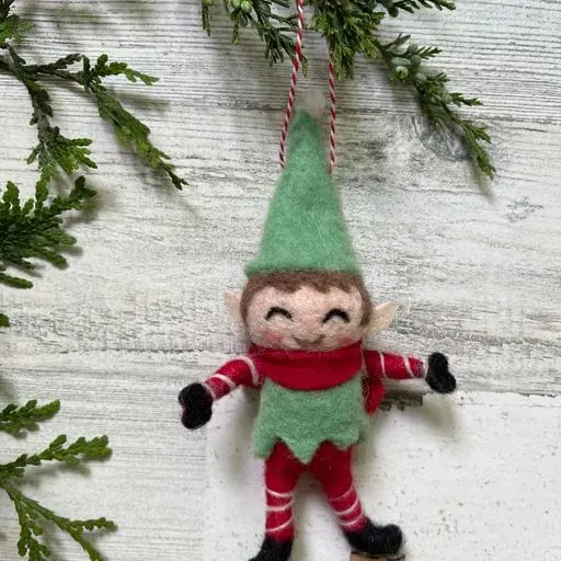 Wool Poseable Elf Ornament – Skating Holiday Character