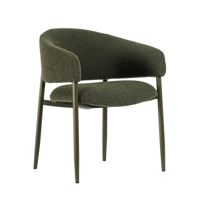 Yaren Dining Chair in Pine Green Fabric with Solid Wood Legs