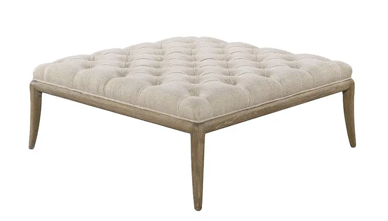 Yvonne Quick-Ship 40″ Square Tufted Ottoman with Soft Upholstery