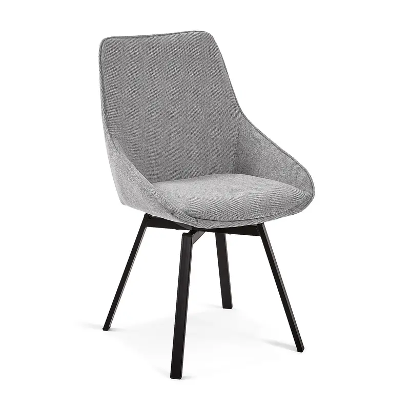 Zaki Swivel Dining Chair in Soft Taupe Faux Leather