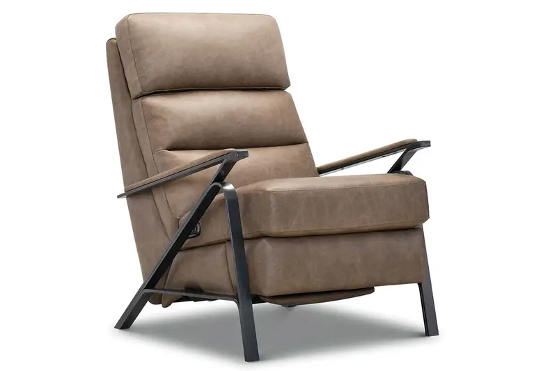 Zander Mushroom Dual-Power Modern Leather Recliner – Quick Ship